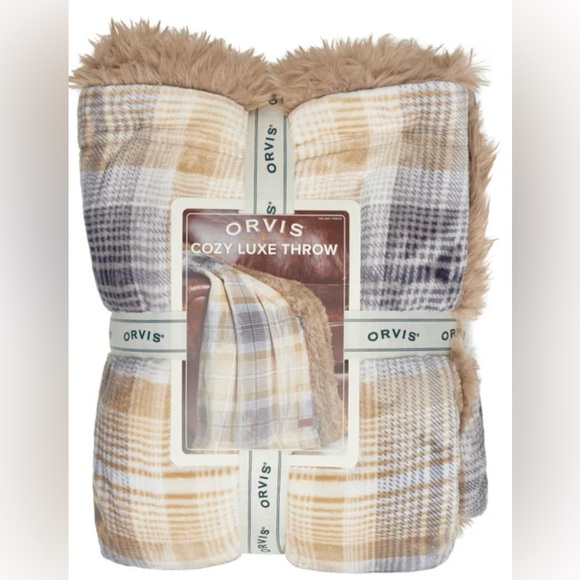 Orvis Other - Orvis Cozy Luxe Throw 60” x 70” 100% Polyester Machine Washable Brown